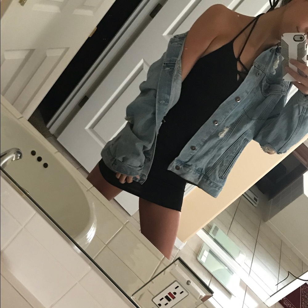 Oversized light wash denim jacket